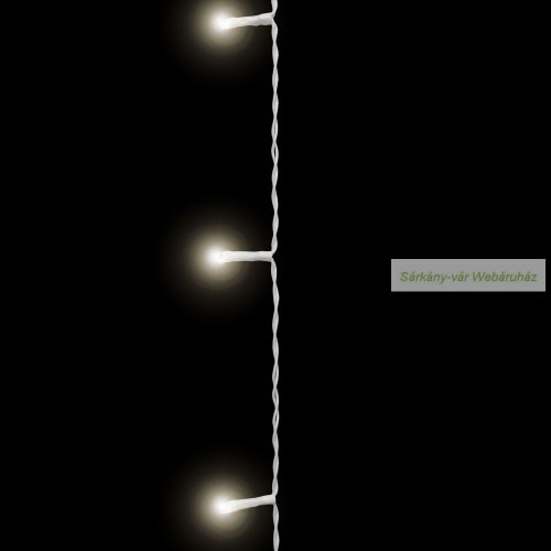 Fényfüggöny, 100 db LED, középfehér,  2,2 m - 8 program