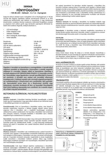 Fényfüggöny, 100 db melegfehér LED, 3 x 1 m - távirányítós