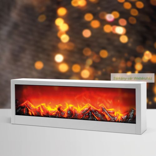 Kandalló LED-es lánghatással, elemes / USB-s - 60 x 10 x 20 cm