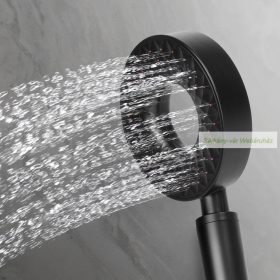Ergonomikus zuhanyfej, 3 funkció - matt fekete