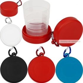 Összecsukható úti pohár, karabinerrel, 220 ml