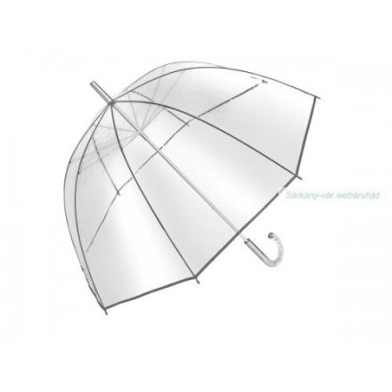 BELLEVUE átlátszó esernyő, fém nyél és bordázat.