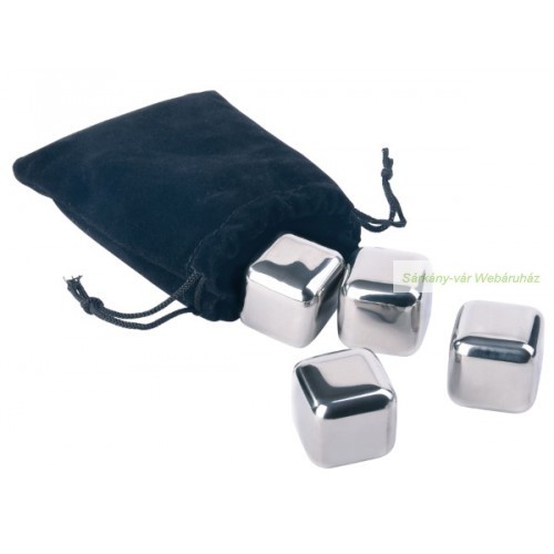 COOLING CUBES jégkocka szett 4db-os, acél hűtőkövek, bársony tokban