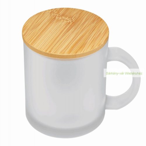 MINTEA üveg pohár, bambusz fedél, 330 ml