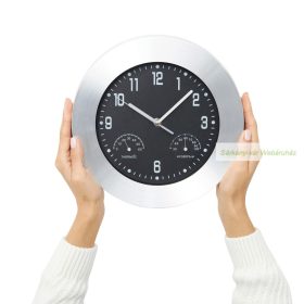   JUPITER alumínium falióra, hő- és légnedvesség mérővel - Ø25 cm