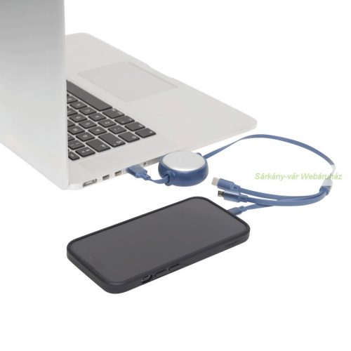 RETRACT töltőkábel, 100cm - USB Type-C, Micro-USB és 6 tűs Lightning