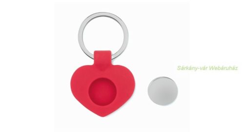 Szilikon kulcstartó zsetonnal, szív forma