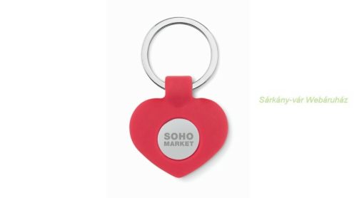 Szilikon kulcstartó zsetonnal, szív forma