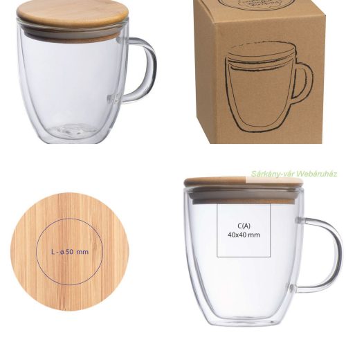 Gerthe duplafalú üveg bögre, 350 ml