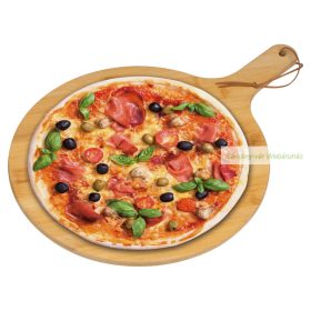   Bambusz kerek pizza tálaló, vágódeszka, 43,4 × 31,3 × 1 cm