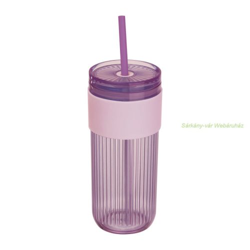 Műanyag pohár szívószállal, 660 ml