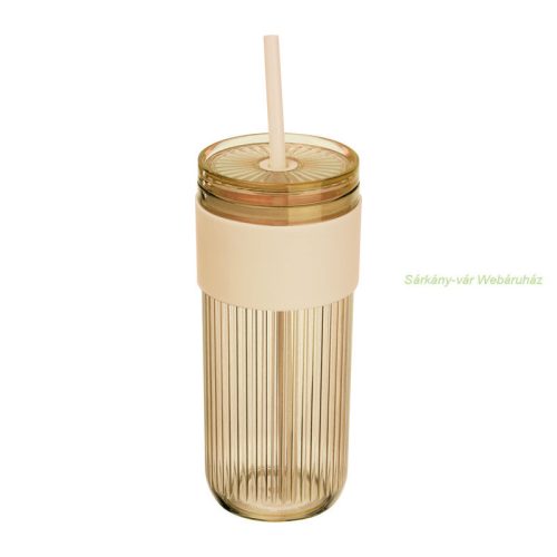 Műanyag pohár szívószállal, 660 ml