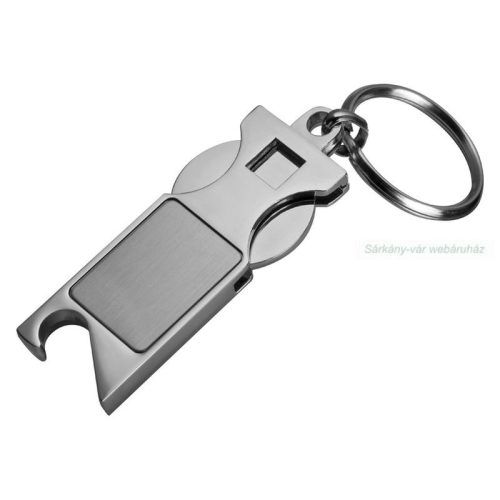 Kulcstartó kocsi érmével és sörnyitóval