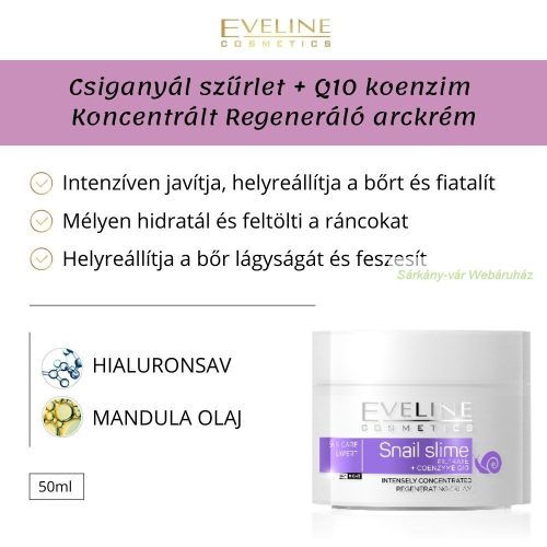 Csiganyál + Q10 koenzim regeneráló arckrém, 50 ml - EVELINE