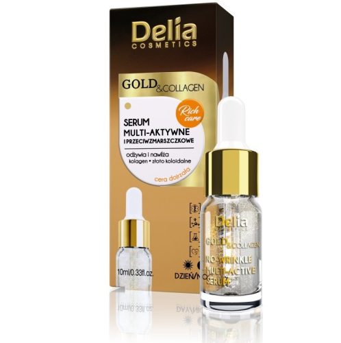 DELIA GOLD & COLLAGEN élénkítő arcszérum a ráncok ellen, 10 ml