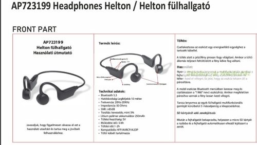 Helton bluetooth 5.3, fülre helyezhető fejhallgató
