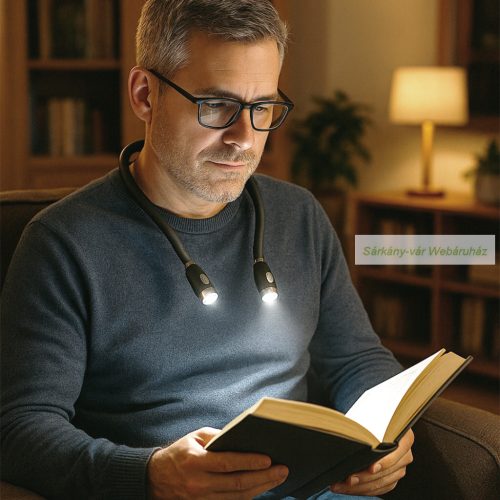 Olvasó lámpa, rugalmas testtel, 4 LED-del