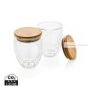 Duplafalú boroszilikát üvegpohár szett bambusz tetővel, 250ml