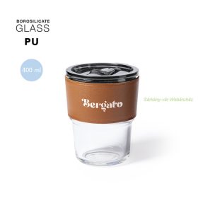 Teils boroszilikát üveg utazóbögre, 400 ml