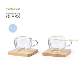   Duplafalú, boroszilikát üveg espresso csésze szett, 2x60ml