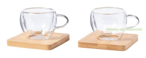 Duplafalú, boroszilikát üveg espresso csésze szett, 2x60ml