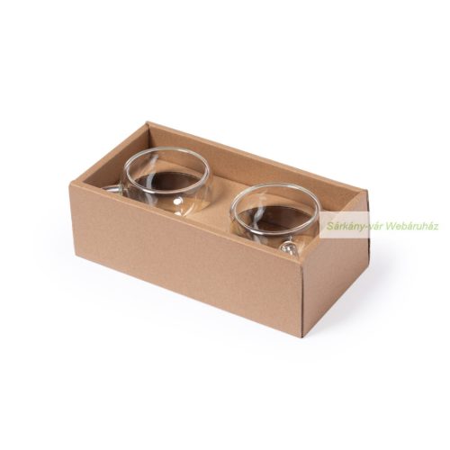 Duplafalú, boroszilikát üveg espresso csésze szett, 2x60ml