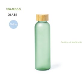 Eskay Homokfúvott üveg kulacs bambusz tetővel, 500 ml