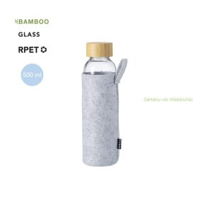Blorek üveg kulacs, bambusz kupak, RPET filc tok, 500 ml