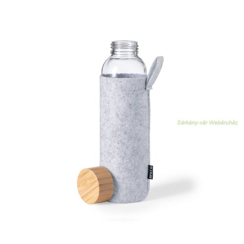 Blorek üveg kulacs, bambusz kupak, RPET filc tok, 500 ml