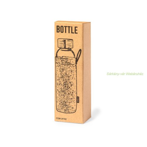 Blorek üveg kulacs, bambusz kupak, RPET filc tok, 500 ml