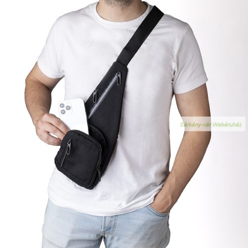 Fadaok válltáska, fényvisszaverő csíkkal,  160×365×40 mm