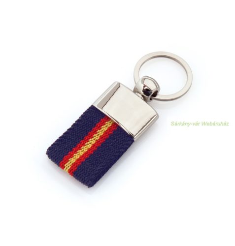 Színes, szőtt kulcstartó, spanyol zászlós, 3,2 x 6 x 0,6 cm