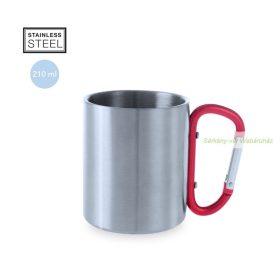 Bastic fém bögre színes karabinerrel, 220 ml