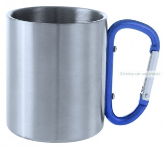 Bastic fém bögre színes karabinerrel, 220 ml