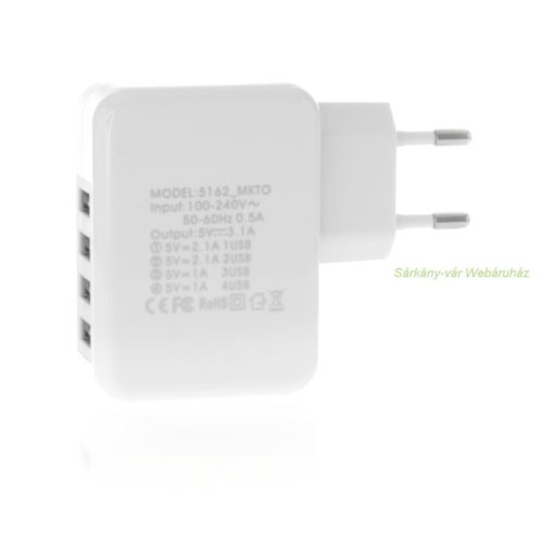 Gregor USB fali töltő 4 kimenettel, 3100 mAh