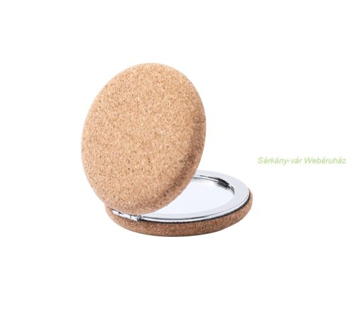 Alunax zsebtükör, nagyítós - parafa borítású,  ø62×20 mm