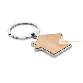 Ház alakú cink ötvözet kulcstartó bambusz előlap